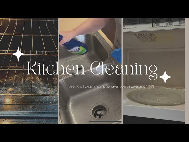 Clean the Kitchen With Me! | See how I clean my microwave, oven, stove, & SINK!