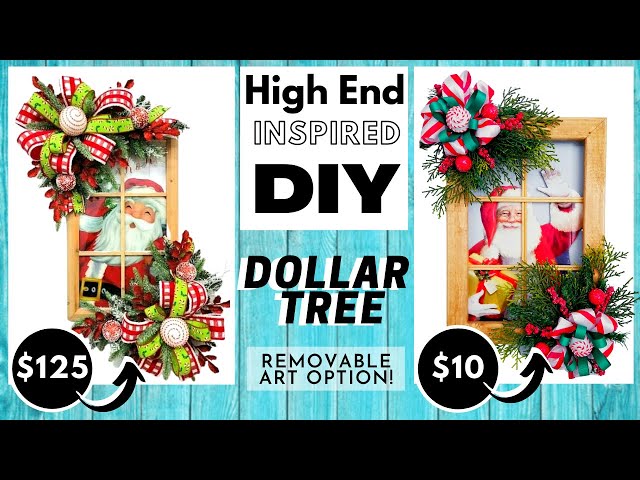 DOLLAR TREE CHRISTMAS DIY | Santa Window Wreath Decor | Interchangeable Art & Greenery | *REQUESTED*