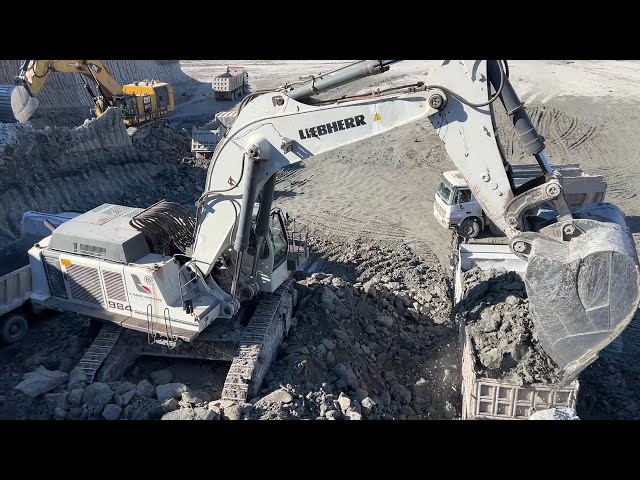 Liebherr 984 & Caterpillar 6015B Excavators Loading Trucks - Sotiriadis/Labrianidis Mining Works