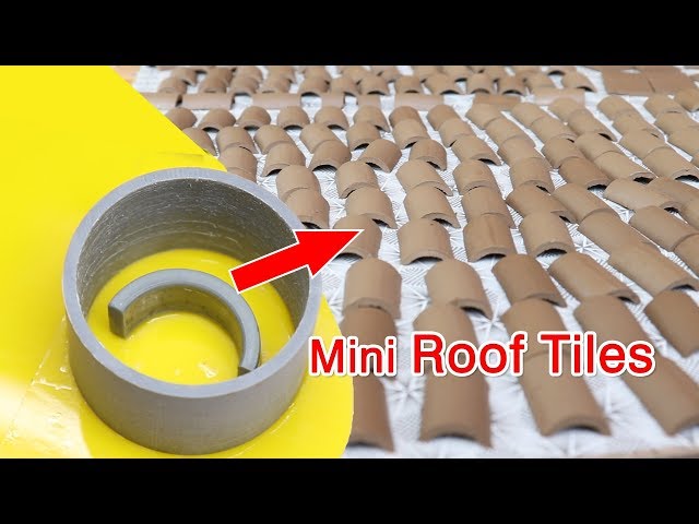 AWESOME Idea to make mini Roof Tiles to build mini Houses | Bricklaying