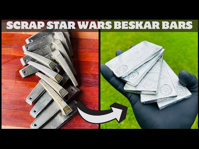 Bulk Beskar Bars From Scrap Metal Handles - Trash To Treasure - ASMR Metal Melting - BSD Star Wars