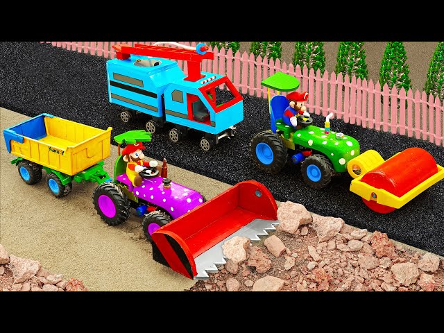 Diy tractor mini Bulldozer to making concrete road | Construction Vehicles, Road Roller #73