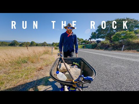 Running a half marathon with a rock and a wheelbarrow