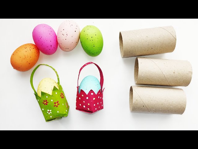 How to Make Super Easy & Cute EGG BASKETS / Toilet Paper Roll Crafts / Easter DIY Idea / Mini Bucket