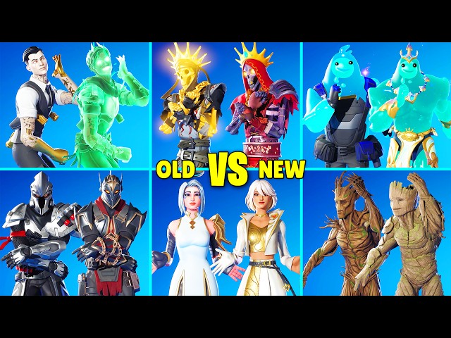 OLD vs NEW Skins in Fortnite Dance Battle (Ascendant Midas, Young Groot, Ares, Chapter 5 Skins)
