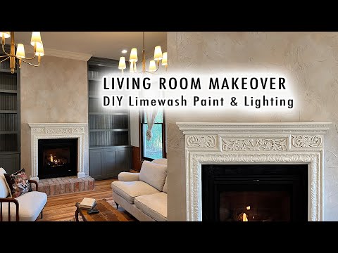 LIVING ROOM MAKEOVER EP3 *DIY Limewash Paint & Lighting* | XO, MaCenna