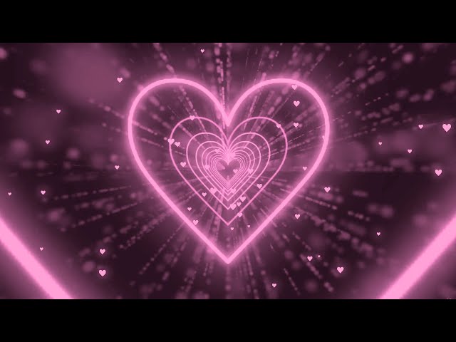 Neon Lights Love Heart Tunnel💕Pastel Pink Heart Background | Neon Heart Tunnel Loop [8 Hours]