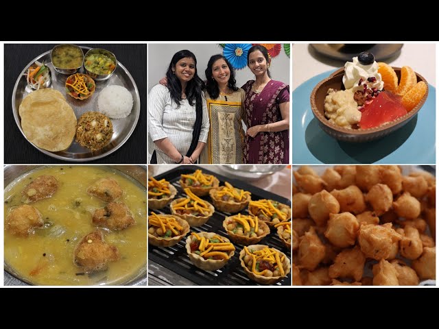 Party Food Ideas - Bonda Soup, Katori Chat, Veg Thali