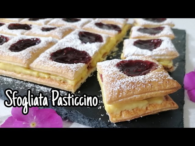 Puff pastry pie with jam and custard I Easy recipe 🍰
