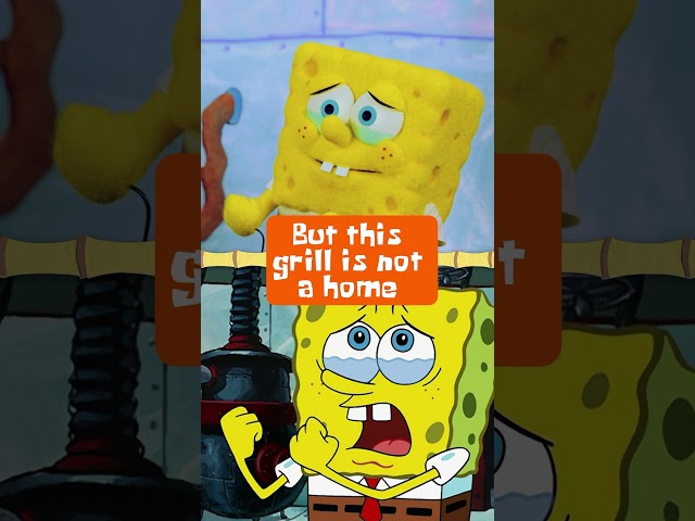 spongebob and mr. krabs sing "this grill is not a home" 🥺... as puppets! #shorts