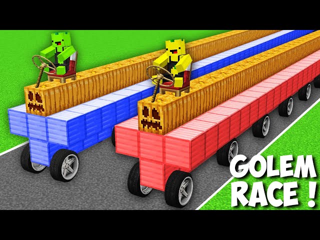 How to WIN THE LONGEST GOLEM SPAWN RACE in Minecraft ? GOLEM VEHICLE !