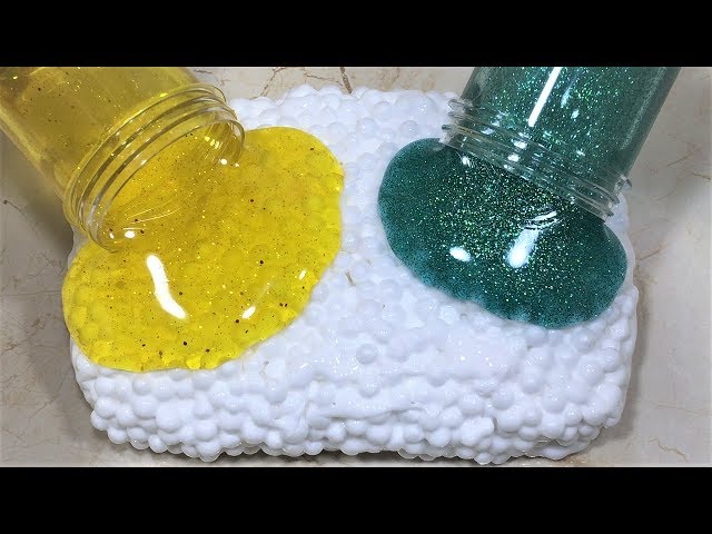 Mixing Glitter into Clear Slime !! Relaxing Slimesmoothie Satisfying Slime Video #29
