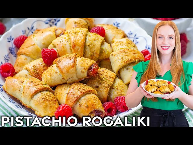 Raspberry Pistachio Rogaliki Cookies | Polish Rugelach