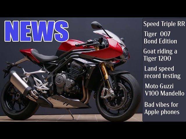 Motorcycle news from Triumph, Moto Guzzi, electric land speed record testing and Apple phones.