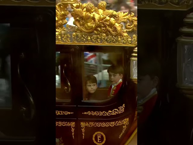 Prince Louis Waves to Spectators After Leaving The Coronation