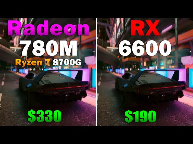 Ryzen 7 8700G (Radeon 780M) vs. RX 6600 8GB : Test in 8 Games 1080p