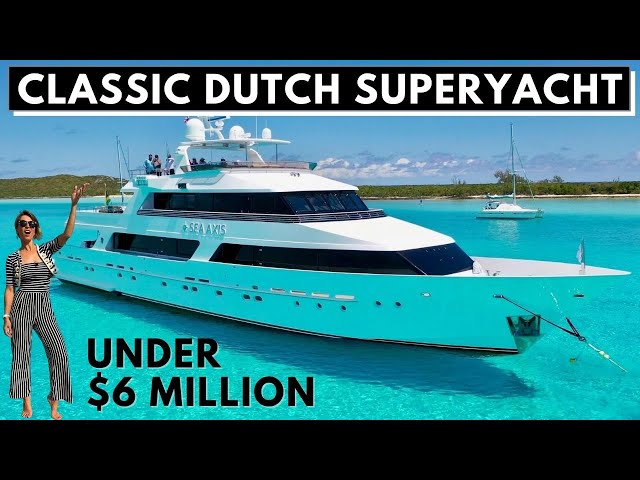 $5.9M 1986 125' 38m HEESEN Sea Axis CLASSIC SUPERYACHT WALKTHROUGH & SPECS / Charter Motor Yacht