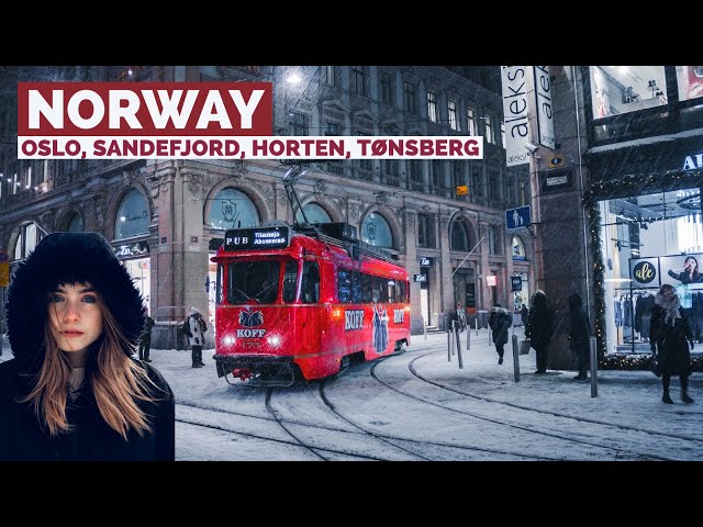 Norway 🇳🇴- Tønsberg, Oslo, Sandefjord & Horten -  Snow Walk - 4K HDR - Walking Tour