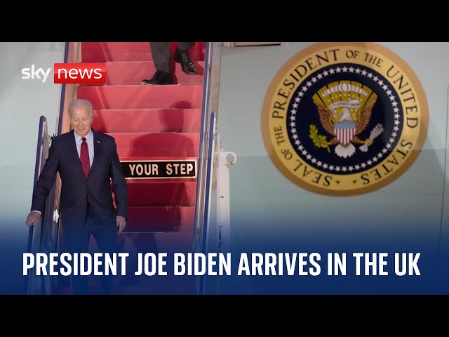 US President Joe Biden arrives in the UK