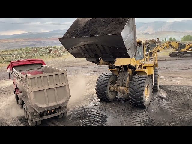Caterpillar Wheel Loader Loading Coal On Trucks - Ektor Epe