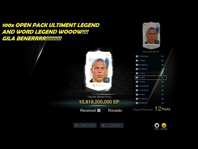 FIFA ONLINE 3 Open Pack Ultimate Legend 114pcs  and Word Legend 165pcs