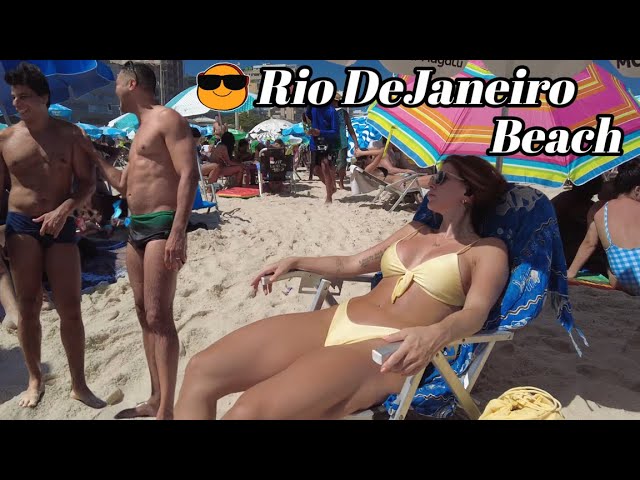 RIO De Janeiro Beach Walk, Brazil. WOW! Leblon Beach Walk😍 Sungas + Bikinis!😄BEAUTIFUL Rio Beaches😎