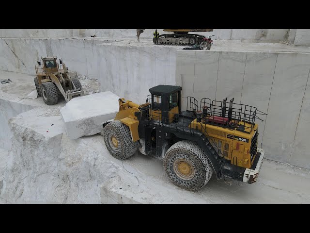 Hiskilled Wheel Loader Operators Working On The Biggest Marble Quarry Of Europe - Birros Marbles