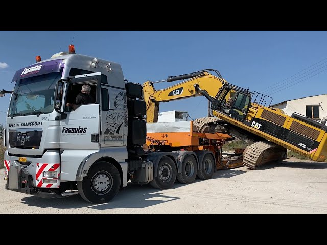 Transporting The Caterpillar 385C Excavator With Goldhofer Trailer - Fasoulas Heavy Transports