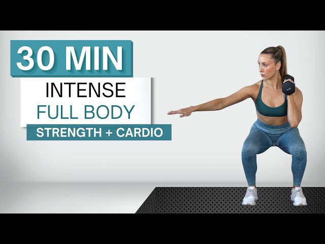 30 min INTENSE FULL BODY WORKOUT | Strength + Cardio | With Dumbbells + Without | Cool Down Stretch