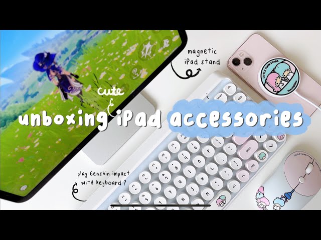unboxing iPad accessories + how to play genshin impact with keyboard and mouse + iPad magnetic stand