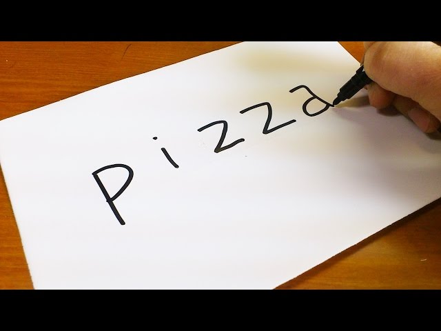 How to turn words PIZZA into a Cartoon -  Let's Learn drawing art on paper