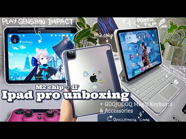 Unboxing Ipad Pro 128gb Silver | Accessories + GOOJODOQ  magic keyboard