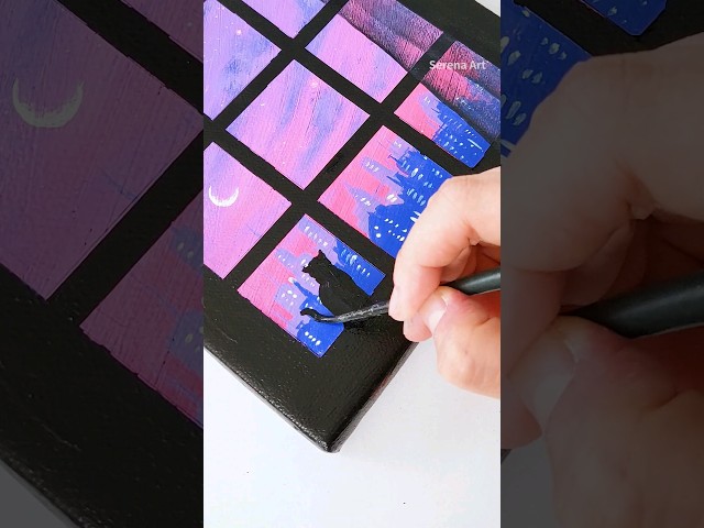 Window Cityscape acrylic painting technique #art #painting #paintingtutorial