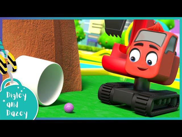 Minisode: Crazy Golf Construction 🚧 🚜 | Digley and Dazey | Kids Construction Truck Cartoons