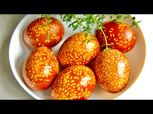 How to dye eggs for Easter 2024 in an original way with rice in onion skins