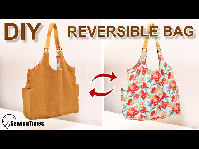 DIY REVERSIBLE  BAG | Corduroy Tote Bag Tutorial | Simple & Easy [sewingtimes]