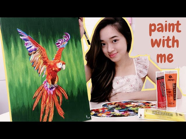 (sub) Paint With Me: A Colourful Parrot | Acrylic painting. Tips. Malaysia.