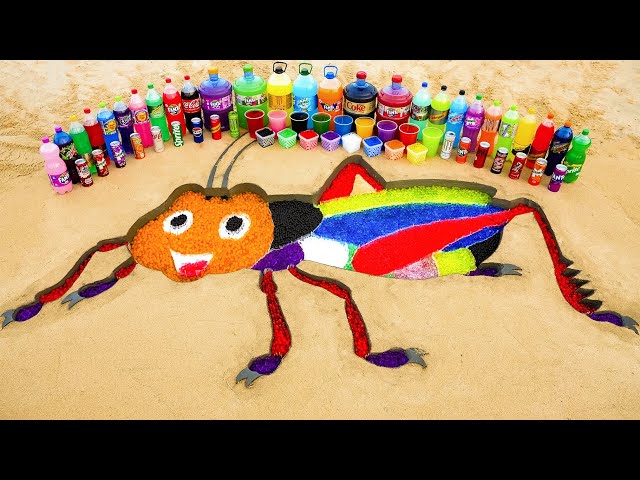 How to make Giant Rainbow Crickets with Orbeez, Coke, Fanta, Mirinda, Monster and Mentos & Sodas