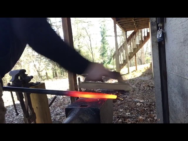 Blacksmithing/toolmaking. Forging a hammer eye drift by hand