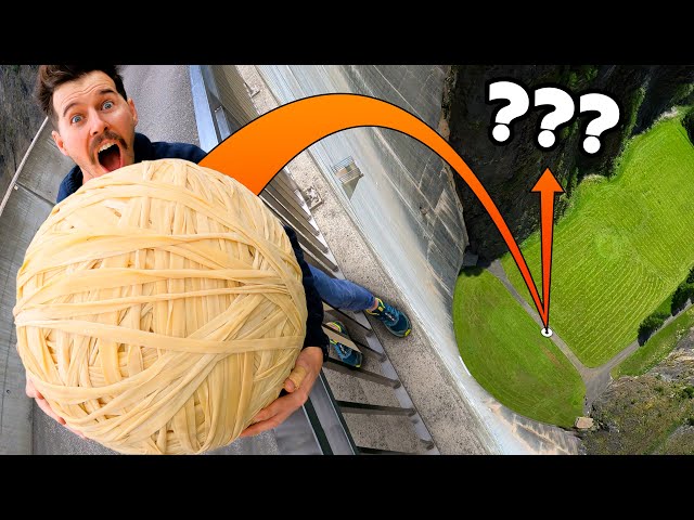 Giant Rubber Band Ball Drop from 165m Dam! World’s Highest Bounce?