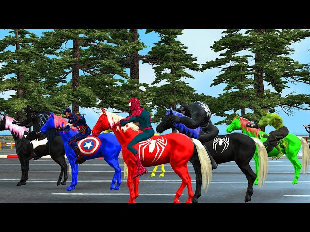 Siêu nhân người nhện vs Spider Man roblox vs Hulk, Venom, Batman,Thanos challenge play Horse Racing
