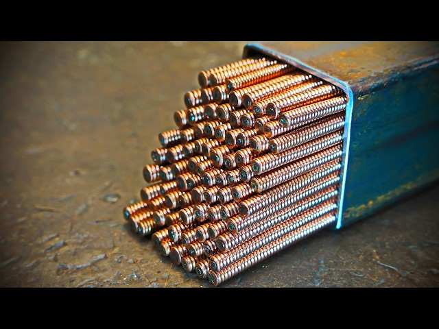 Damascus steel technology using copper piano strings.