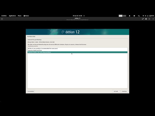 Install Debian 12 Gnome Desktop with LVM + Home,Var & Tmp Partitions using New Debian 12 Installer