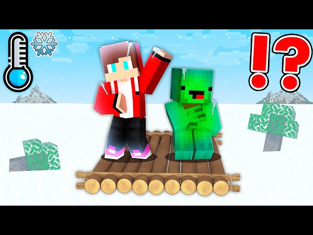 JJ And Mikey Survive On RAFT In SNOW SEA In Minecraft - Maizen