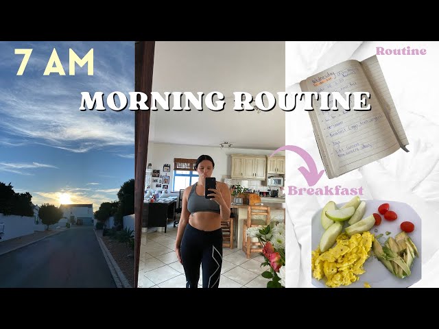 7 AM  PRODUCTIVE Morning Routine (✿◡‿◡) | skincare, run, healthy breakfast |