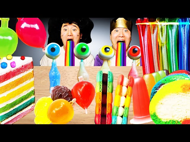 Mukbang Rainbow Food CHALLENGE Eating Everything Only In 1 Color HUBA 후바