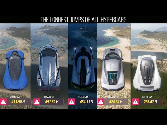 FORZA HORIZON 5 | WHICH HYPERCAR COVERS THE LONGEST DISTANCE IN JUMP ?? ALL HYPERCARS(TUNED)
