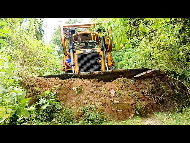 Caterpillar Bulldozer D6R XL Works 8 Hours Making Roads on Mountain Plantations