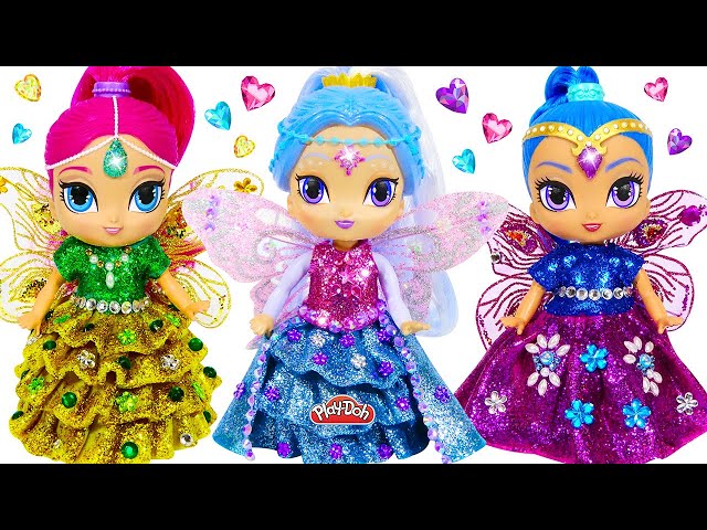 DIY Making Play Doh Sparkle Dresses with Wings for Shimmer and Shine Dolls