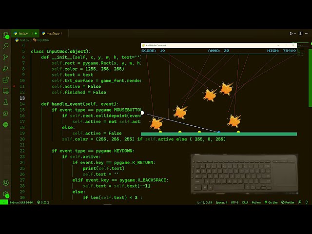 ASMR Programming - Coding 2d Video Game in Python in rain - ASMRプログラミングの雨